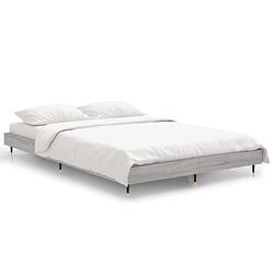 Foto van The living store bedframe - grijs sonoma eiken - 193 x 123 x 20 cm - multiplex lattenbodem