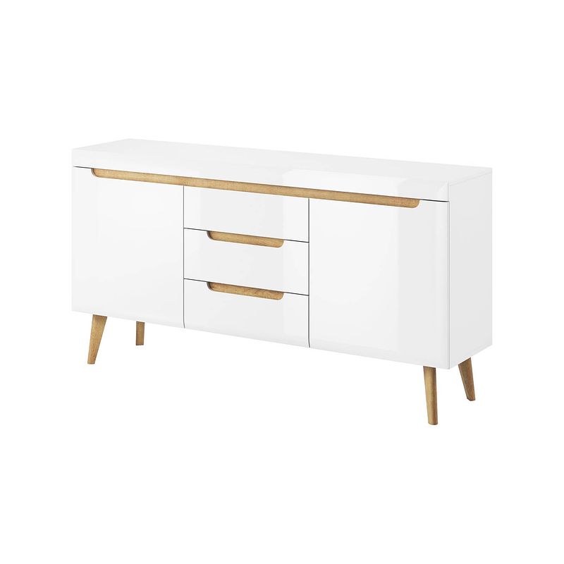 Foto van Meubella - dressoir nebraska - wit - eiken - 160 cm