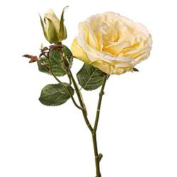 Foto van Top art kunstbloem roos little joy - geel - 38 cm - kunststof steel - decoratie bloemen - kunstbloemen