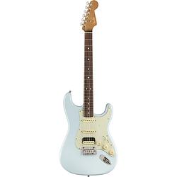 Foto van Fender american ultra stratocaster hss sonic blue roasted maple neck mn elektrische gitaar met koffer