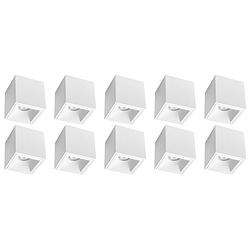 Foto van Opbouwspot 10 pack - pragmi cliron pro - gu10 fitting - opbouw vierkant - mat wit - aluminium - verdiept - ø90mm