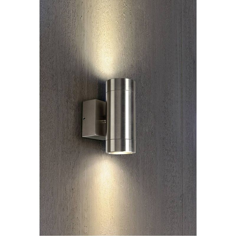 Foto van Slv astina steel 233302 buitenlamp (wand) led, halogeen gu10 70 w rvs