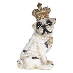 Foto van Clayre & eef decoratie beeld hond 7*6*12 cm wit polyresin decoratief figuur decoratieve accessoires woonaccessoires wit