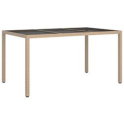 Foto van Vidaxl tuintafel 150x90x75 cm gehard glas en poly rattan beige