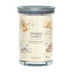 Foto van Yankee candle geurkaars large tumbler - met 2 lonten - soft wool & amber - 15 cm / ø 10 cm