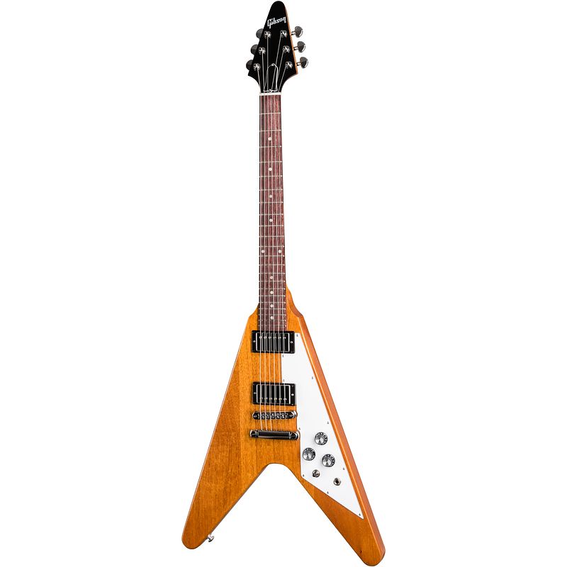 Foto van Gibson original designer flying v antique natural elektrische gitaar met koffer