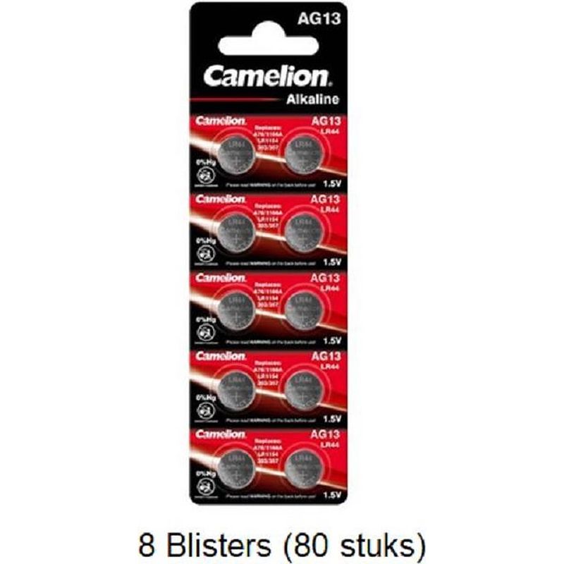 Foto van 80 stuks (8 blisters a 10 stuks) camelion alkaline lr44 ag13 1.5v 0% mecury