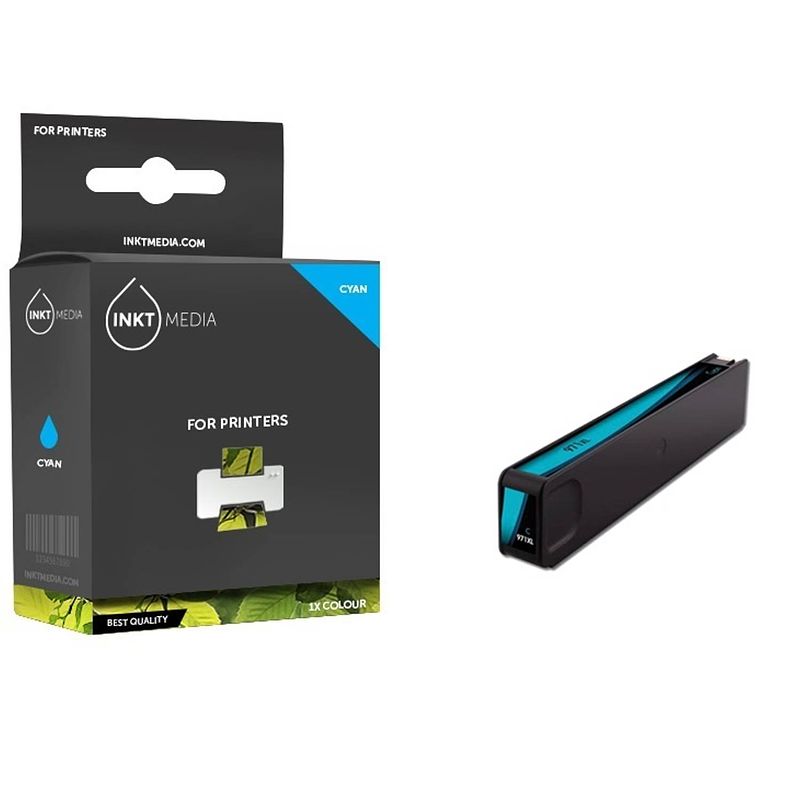 Foto van Inktmedia® -navulinkt - geschikt hp 971xl cn626ae inktcartridge cyaan - navul inkt - refill inkt