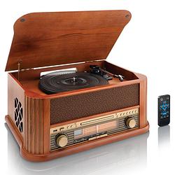 Foto van Houten platenspeler met usb, fm radio en cd-speler classic phono tcd-2500 hout