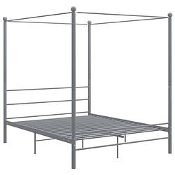 Foto van The living store bedframe - grijs - 208 x 166 x 201 cm - gemaakt van gepoedercoat metaal