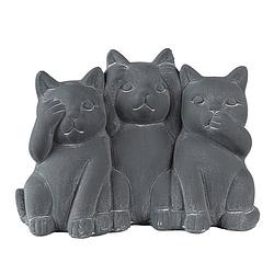 Foto van Clayre & eef beeld katten 22x10x16 cm grijs steen woonaccessoires beeld decoratie decoratieve accessoires grijs