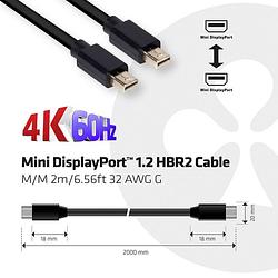 Foto van Club3d mini-displayport aansluitkabel mini displayport stekker, mini displayport stekker 2.00 m zwart cac-2161 vlambestendig displayport-kabel