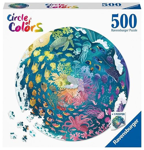 Foto van Round puzzle circle of colors - ocean/submarine (500 stukjes) - puzzel;puzzel (4005556171705)
