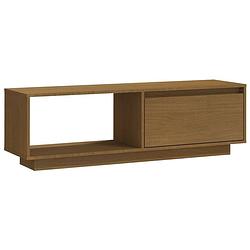 Foto van The living store tv-meubel - grenenhout - 110 x 30 x 33.5 cm - honingbruin