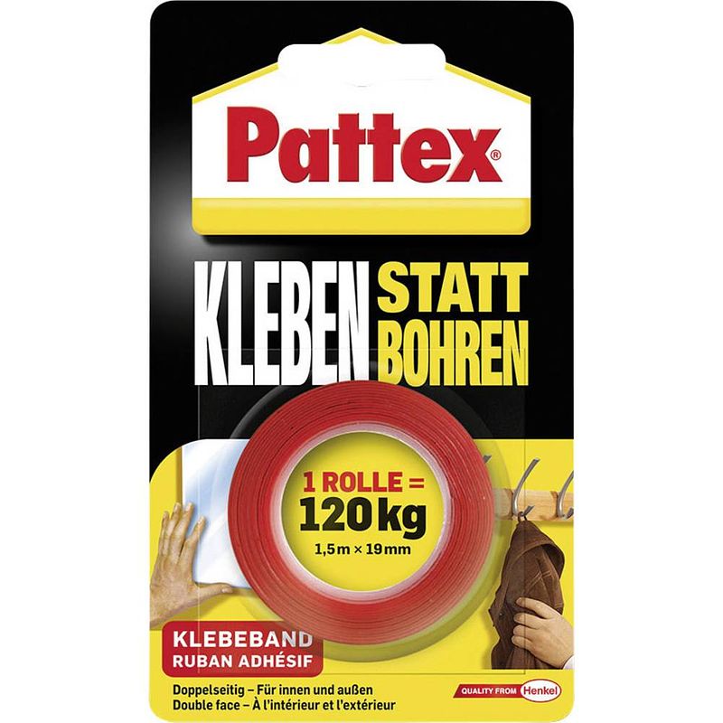 Foto van Pattex pxmt2 dubbelzijdige tape wit (l x b) 1.5 m x 19 mm 1 stuk(s)