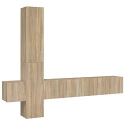 Foto van The living store televisiemeubelset sonoma eiken - 2x 80x30x30cm - 2x 30.5x30x90cm - 1x 30.5x30x30cm