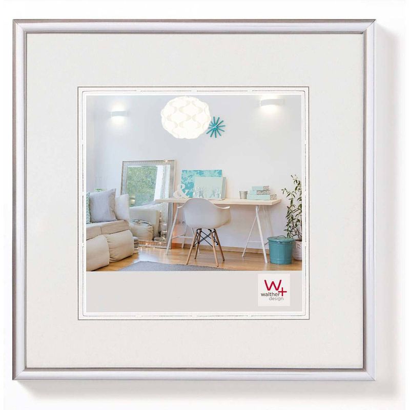 Foto van Walther design new lifestyle kunststof fotolijst 10x10cm zilver