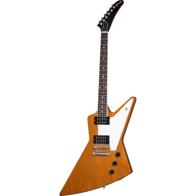 Foto van Gibson 70s explorer antique natural elektrische gitaar met hardshell case