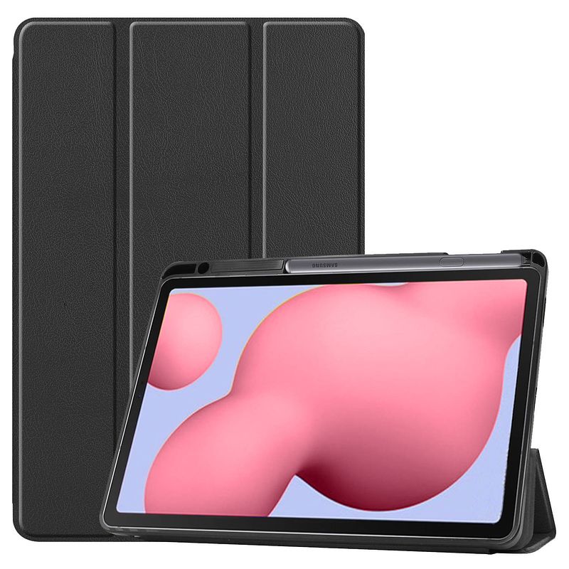 Foto van Basey samsung galaxy tab s6 lite hoesje kunstleer hoes case cover - zwart