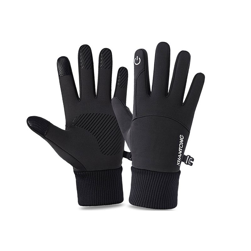 Foto van Fleece handschoenen met touchscreen bediening - wind en waterdicht - maat m - zwart