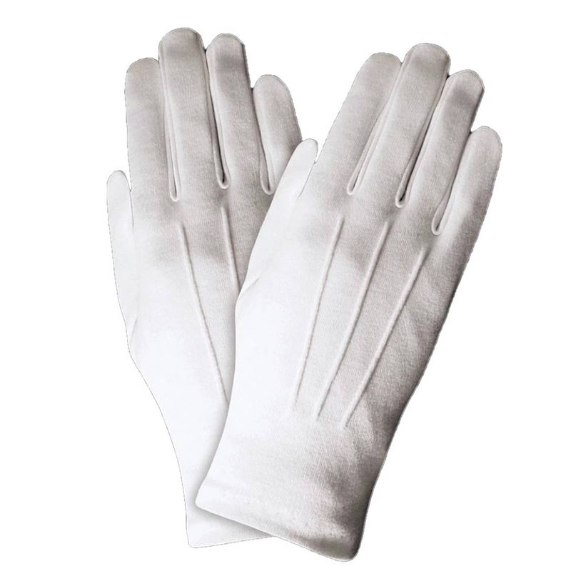 Foto van Kerstman handschoenen -wit -polyester -volwassenen - verkleedattributen