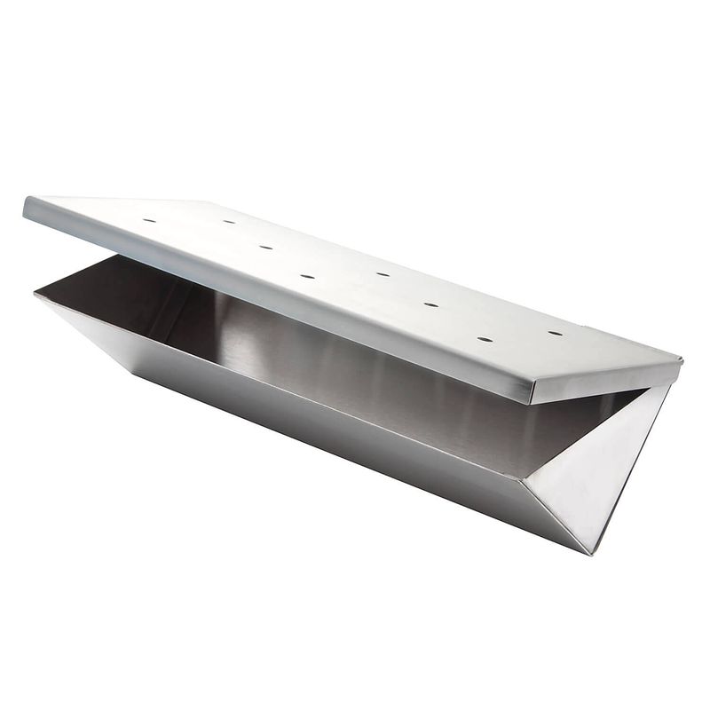 Foto van All'sgrill rvs rookdoos in v-vorm 22 x 10 x 5,5 cm - smokerbox - rookdoos - barbecue smokerbox