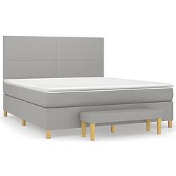 Foto van The living store boxspringbed - comfort - bed met pocketvering matras - 160x200 cm - lichtgrijs