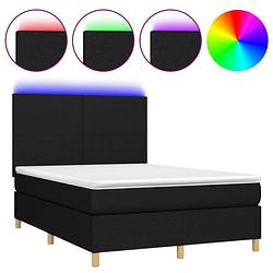 Foto van The living store boxspring - led - bed - 203x144x118/128cm - zwart