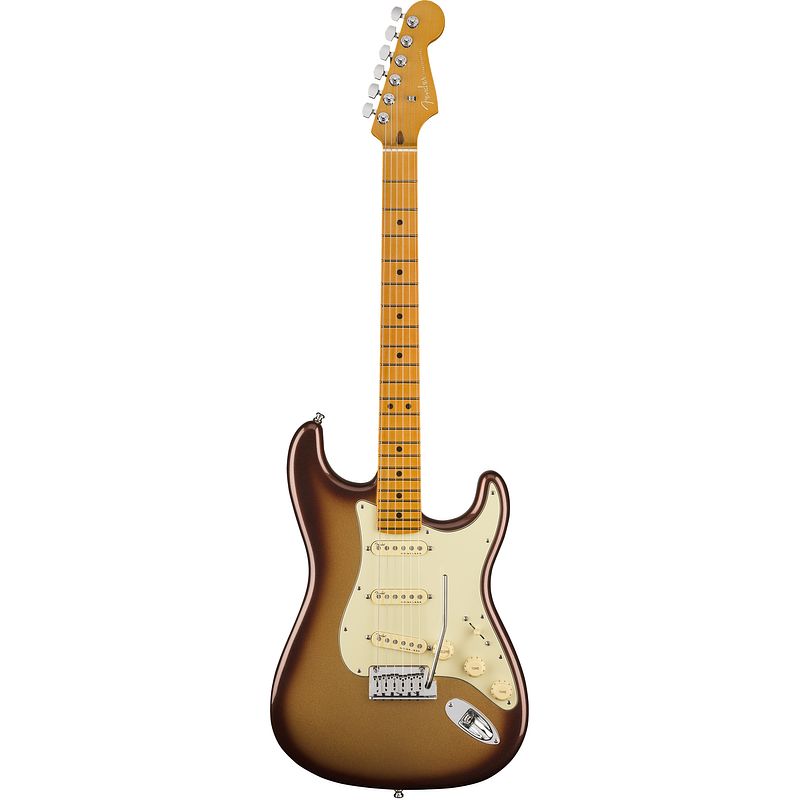 Foto van Fender american ultra stratocaster mocha burst mn met koffer