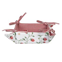 Foto van Haes deco - broodmand - 35x35x8 cm - 100% katoen - wild strawberries