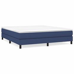 Foto van The living store boxspringframe - blauw - 203 x 180 x 25 cm - polyester stof en multiplex