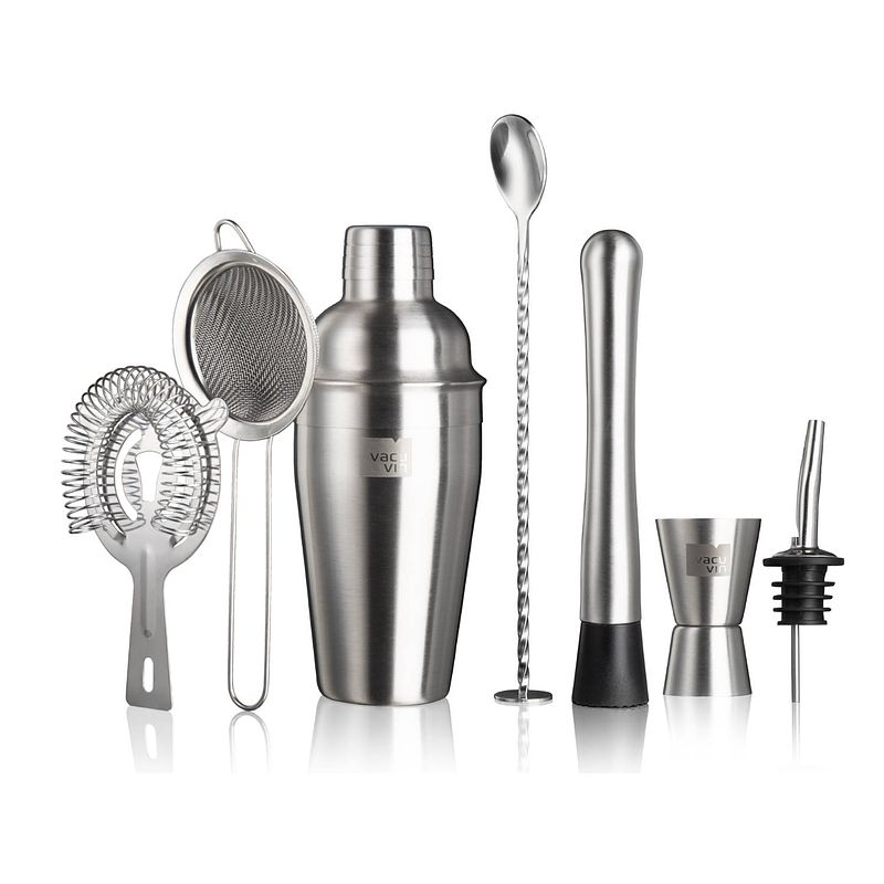 Foto van Vacu vin cocktail set plus - zilver - 7 stuks