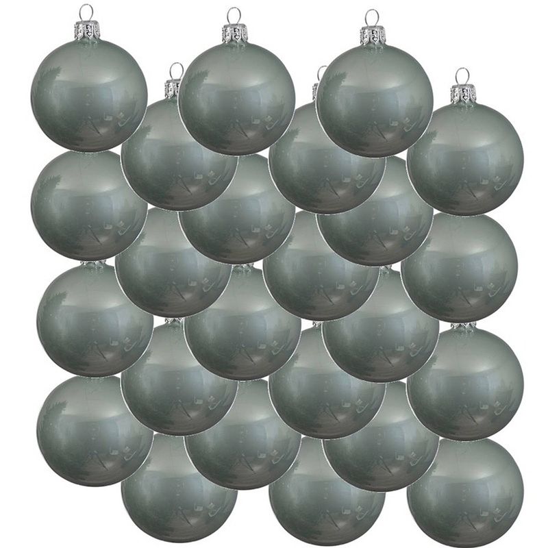 Foto van 24x glazen kerstballen glans mintgroen 8 cm kerstboom versiering/decoratie - kerstbal