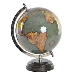 Foto van Items deco wereldbol/globe op voet - kunststof - groen - home decoratie artikel - d20 x h28 cm - wereldbollen
