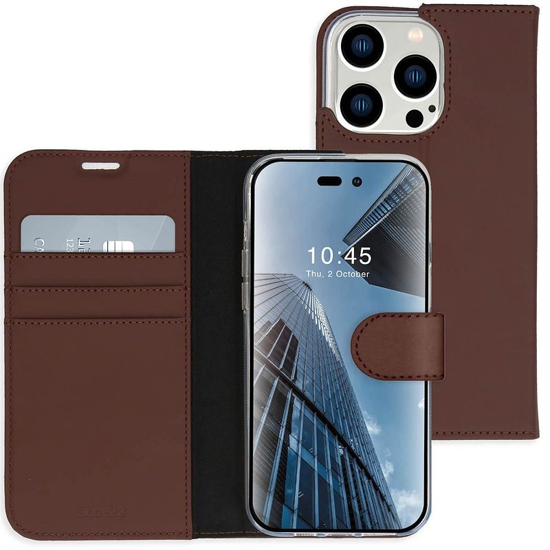 Foto van Accezz wallet case voor apple iphone 14 pro max telefoonhoesje bruin