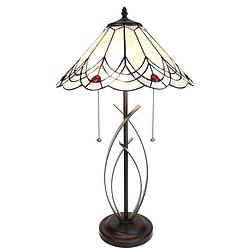 Foto van Haes deco - tiffany tafellamp creme ø 39x69 cm fitting e27 / lamp max 2x60w