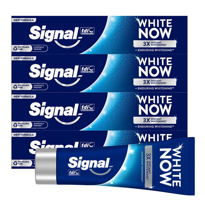Foto van Signal white now original tandpasta - 4 x 75 ml - voordeelverpakking