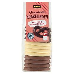 Foto van 3 voor € 5,00 | jumbo chocolade krakelingen 150g aanbieding bij jumbo