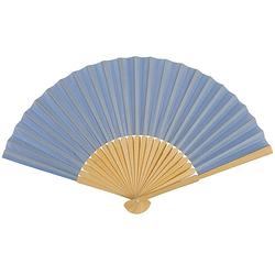 Foto van Spaanse handwaaier - pastelkleuren - korenblauw - bamboe/papier - 21 cm - verkleedattributen