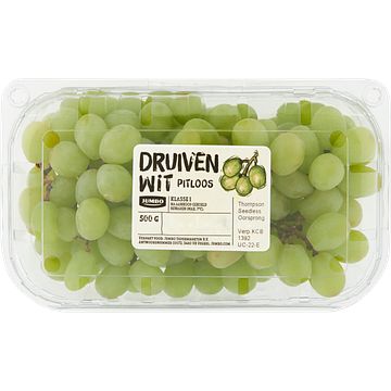 Foto van 3 voor € 4,99 | jumbo druiven wit pitloos 500g aanbieding bij jumbo