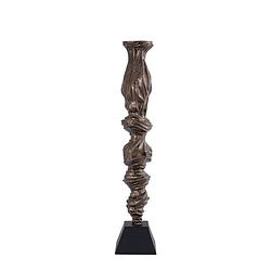 Foto van Ptmd fleure brass casted alu candle holder black base l