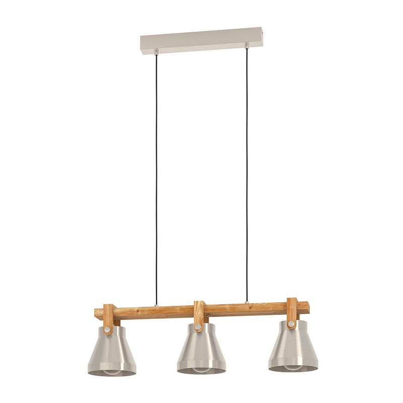 Foto van Eglo cawton hanglamp - e27 - 76 cm - grijs/bruin - staal/hout