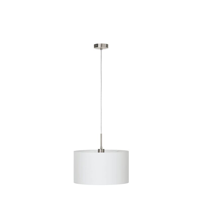 Foto van Eglo pasteri - hanglamp - 1 lichts - ø38cm - nikkel-mat - wit