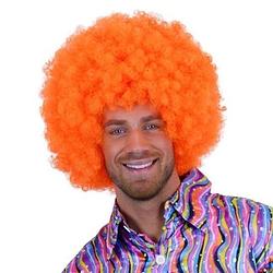 Foto van Neon oranje clowns pruik - verkleedpruiken