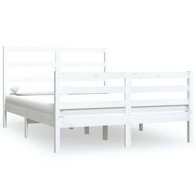 Foto van Vidaxl bedframe massief grenenhout wit 150x200 cm 5ft king size