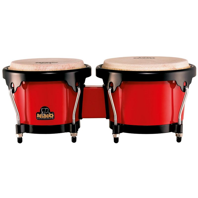 Foto van Nino percussion nino17r-bk 6.5 en 7.5 inch bongo rood