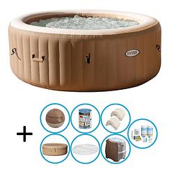 Foto van Intex - bubble massage - jacuzzi - 196 x 71 cm - beige - inclusief onderhoudspakket en hoofdsteunen