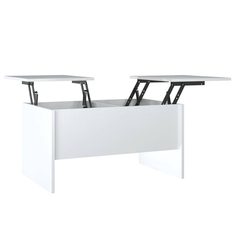 Foto van The living store salontafel modern - hoogglans wit - 80 x 50 x 42.5 cm - voldoende opbergruimte