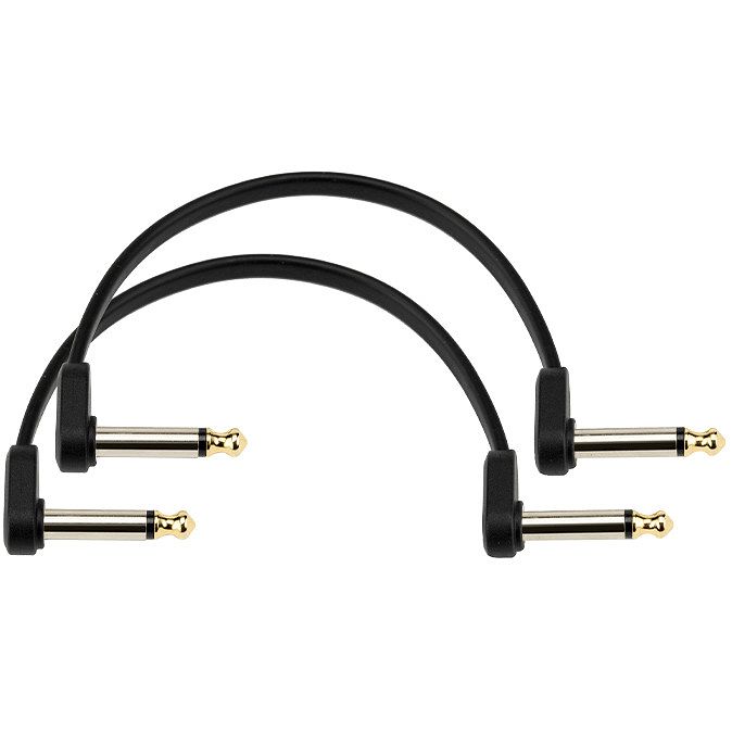 Foto van D'saddario pw-fprr-206os flat patch cable mono jack offset haaks 15 cm (set van 2)