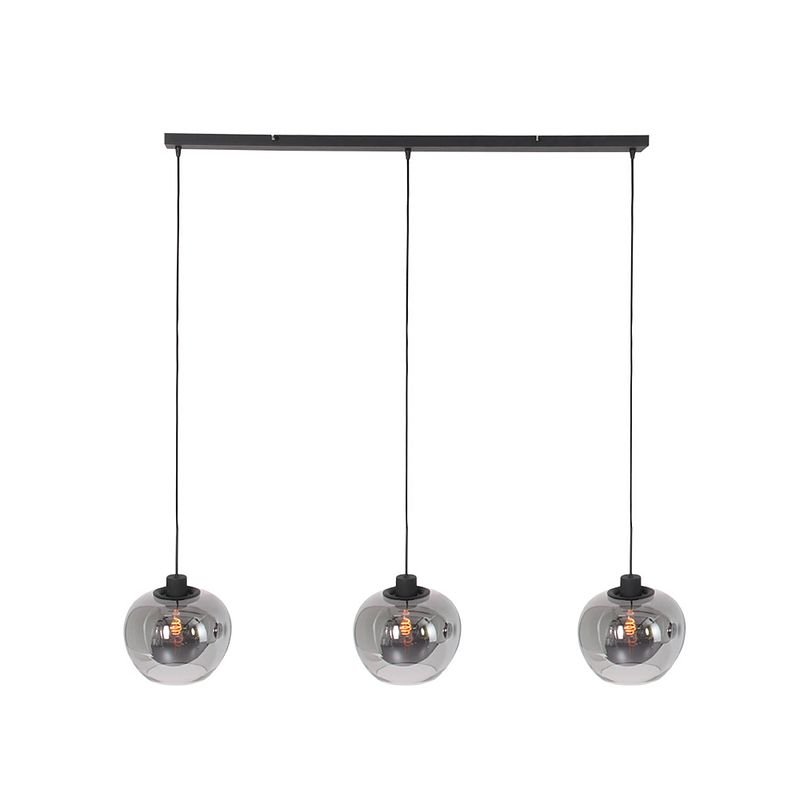 Foto van Steinhauer lotus hanglamp - e27 (grote fitting) - smokeglas en zwart